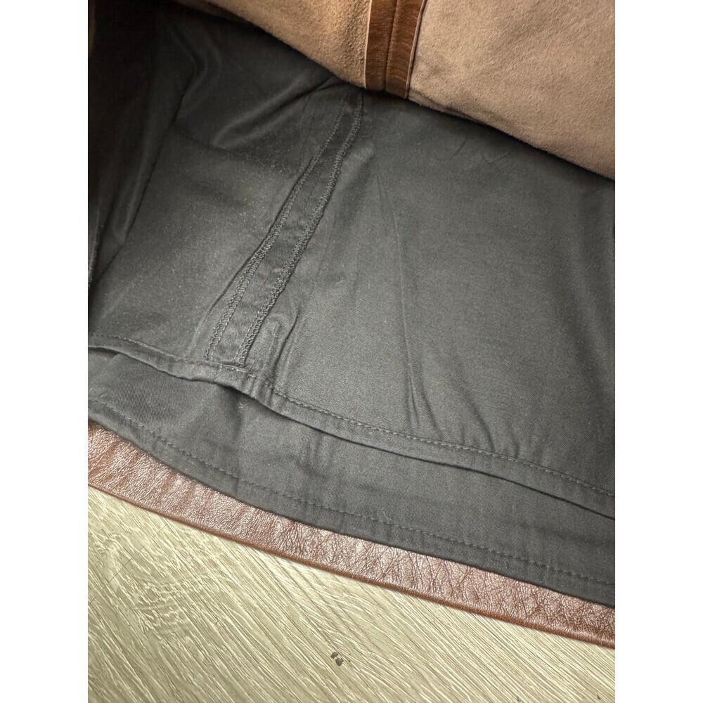 Brown Leather Mini Skirt High Waist Side Pockets Lined Size 1 - Picture 7 of 14